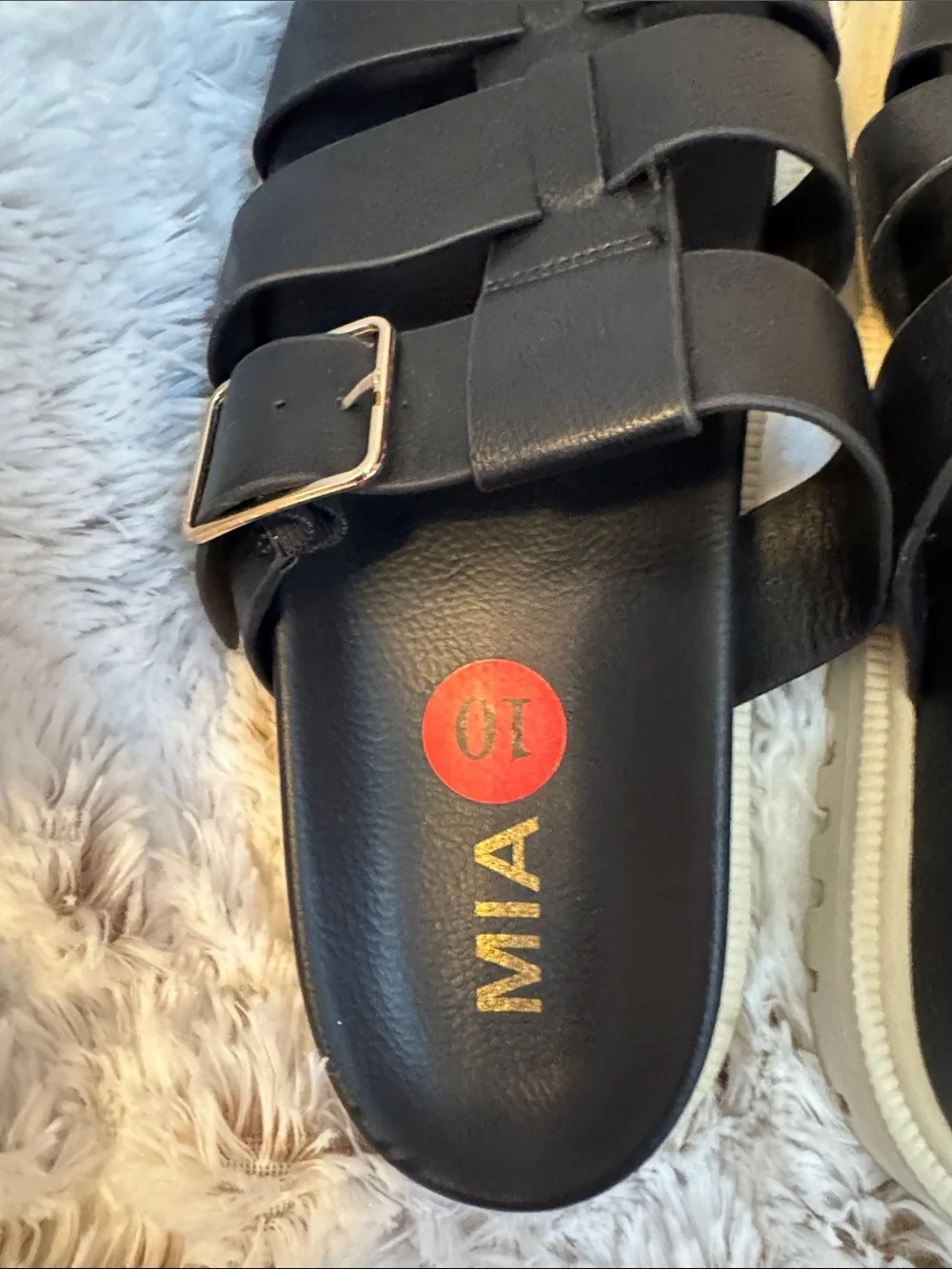 MIA Black Multi-Strap Slide Sandals with Buckle